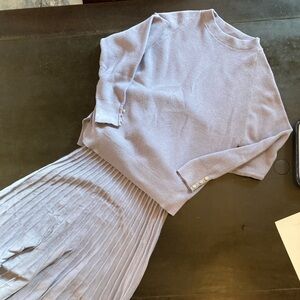 Lavender knit set up pleated skirt and sweater